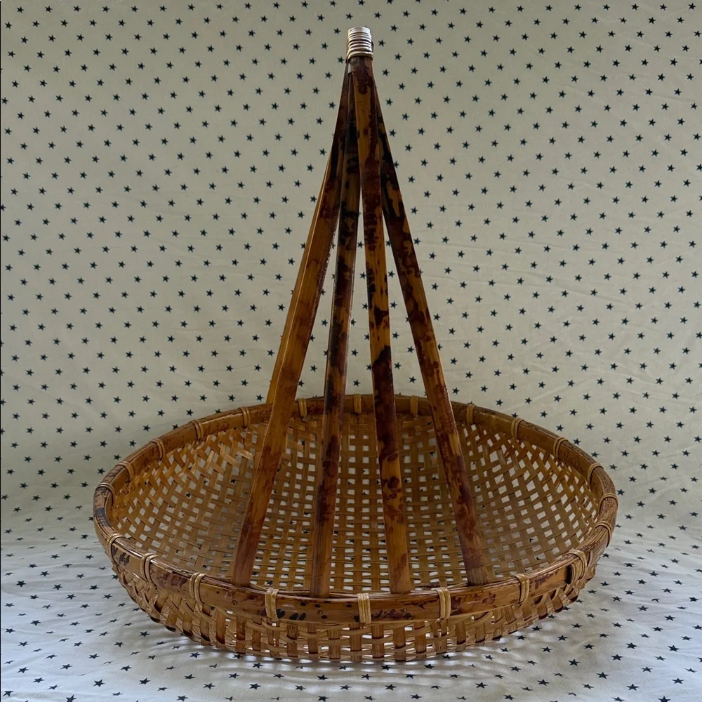 Vintage Republic of China Rattan / Bamboo / Reed Fishing Basket Excellent Cond